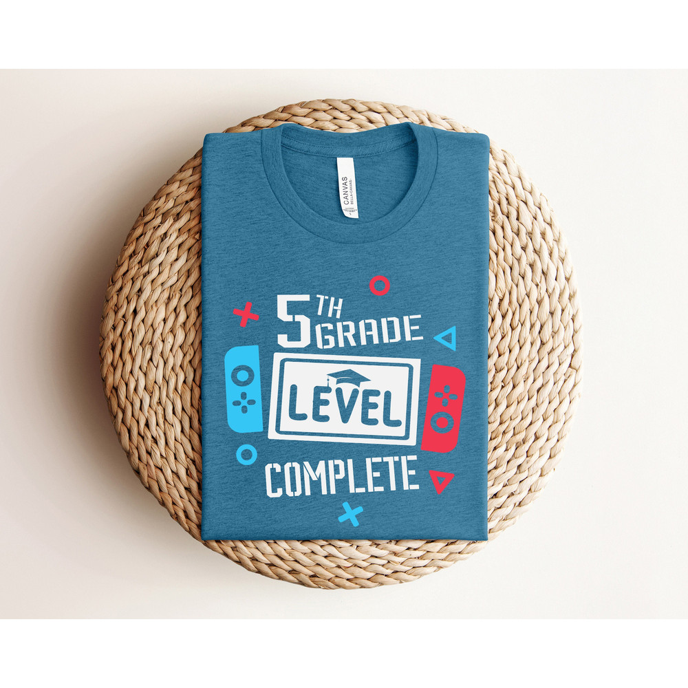 5th Grade Level Completed, Gamer Graduation Shirt, School Graduation T-Shirts, Gamer Boys Girls Shirt, Custom Class Matching Tees, Game Over - 1.jpg