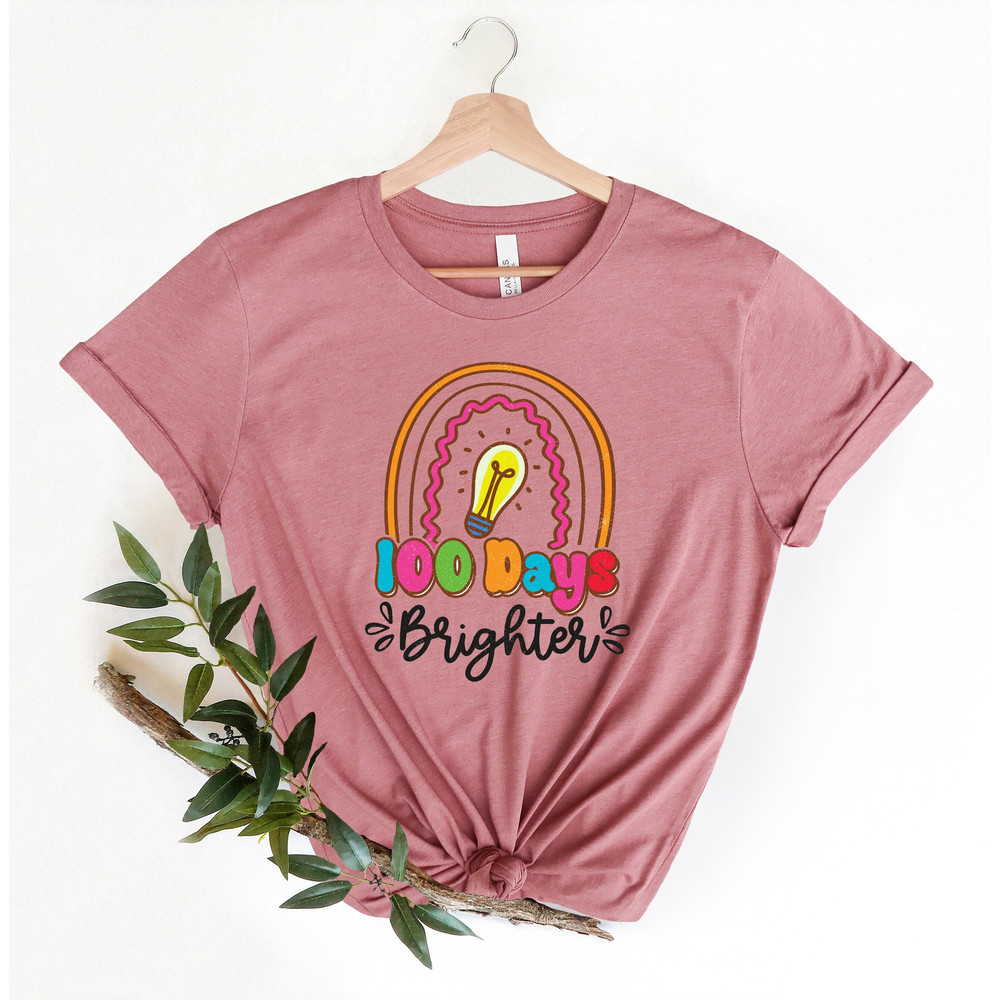 100 Days Brighter Shirt,100 Days Brighter Shirt,Teacher Shirt,100th Day Of School,Back To School Shirt,Teacher Appreciation,girly school Tee - 1.jpg