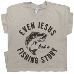 funny fishing t shirt gift for cool christian fisherman jesus story tee shirts with witty saying bible verse fly fishing