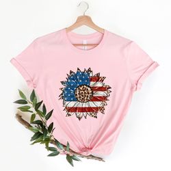 america sunflower shirt, sunflower flag gift shirt,leopard sunflower 4th of july shirt, 4th of july flag gift shirt, ind