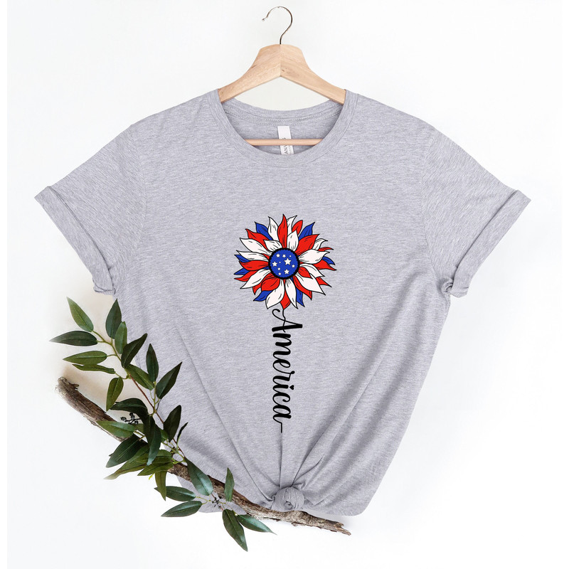 America Sunflower Shirt, USA Flag Flower Shirt, Gift For American, Freedom Shirt, Independence Shirt, Sunflower 4th Of July Flag Graphic Tee - 1.jpg