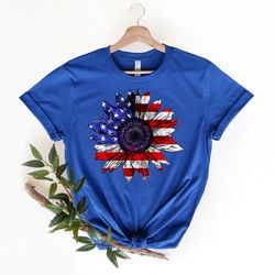 america sunflower shirt, usa flag flower t shirt, gift for american, 4th of july flag graphic t-shirt, freedom tshirt, i