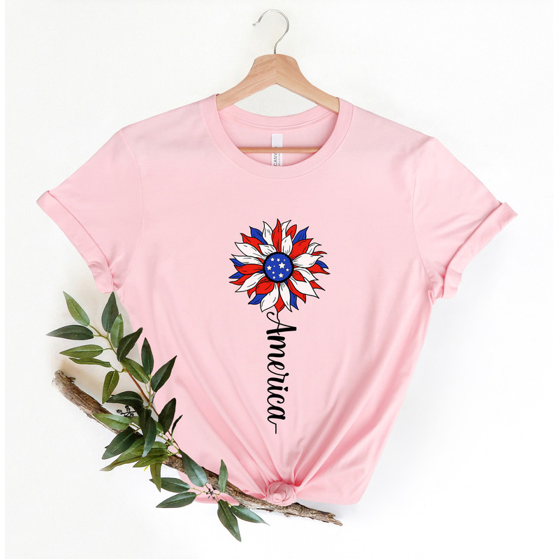 America Sunflower Shirt, USA Flag Flower Shirt, Gift For American, Freedom Shirt, Independence Shirt, Sunflower 4th Of July Flag Graphic Tee - 2.jpg