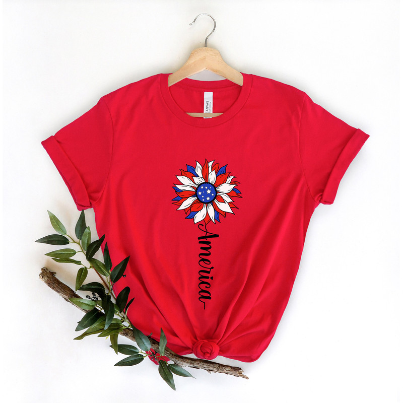 America Sunflower Shirt, USA Flag Flower Shirt, Gift For American, Freedom Shirt, Independence Shirt, Sunflower 4th Of July Flag Graphic Tee - 3.jpg
