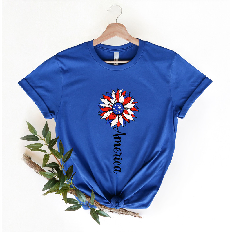 America Sunflower Shirt, USA Flag Flower Shirt, Gift For American, Freedom Shirt, Independence Shirt, Sunflower 4th Of July Flag Graphic Tee - 5.jpg