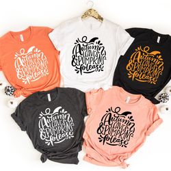 autumn leaves pumpkin please, thankful fall, fall family shirts, thanksgiving shirts, family matching shirts, cute tshir