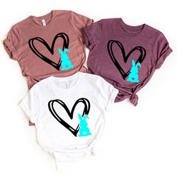 bunny heart shirt, easter shirt, easter bunny graphic tee, easter shirts for women,ladies easter bunny shirt,easter gift