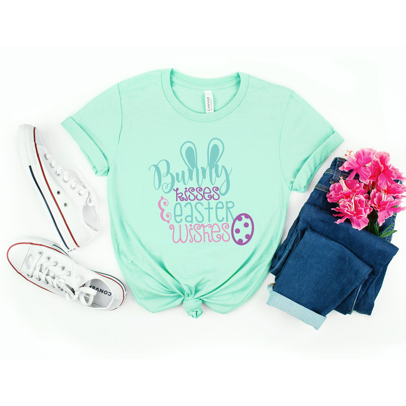 Bunny Kisses And Easter Wishes,Cute Easter Shirts for Women,Women's Easter Shirt ,Bunny Shirt,Family Easter Shirts,Easter Gift,Easter Day - 2.jpg