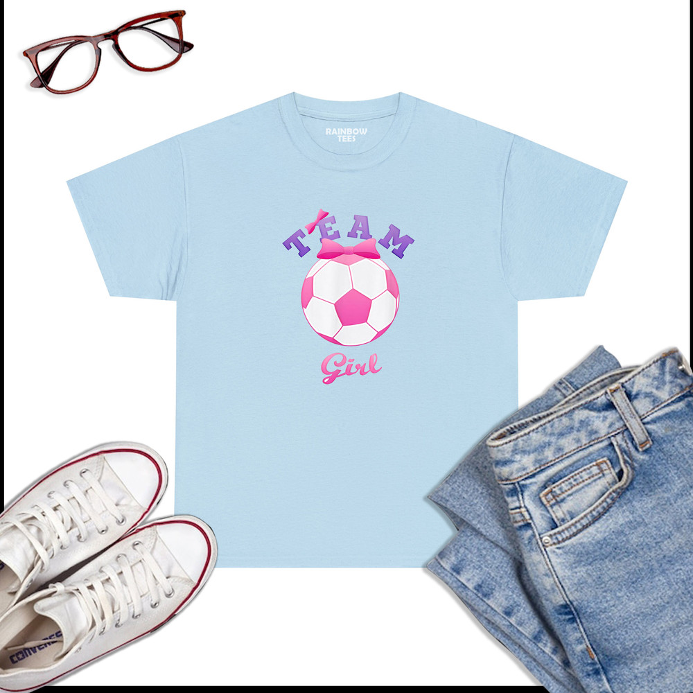 Gender-Reveal-Party-Team-Girl,-Pink-Soccer-Ball-T-Shirt-T-Shirts-Light-Blue.jpg