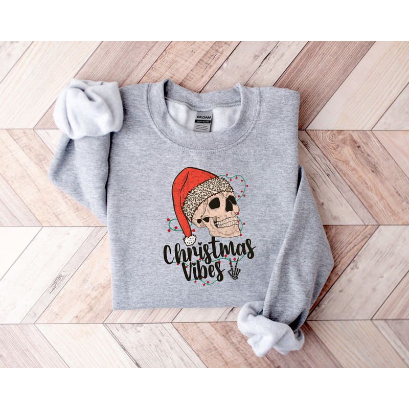 Christmas Vibes Sweatshirt,Christmas Skull Shirt,Christmas Gift,Holiday Gift,Holiday Sweatshirt,Christmas Family Matching Shirt - 3.jpg