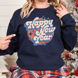 colorful retro vintage new year's eve shirt,2023 happy new year sweatshirt,happy new year shirt, 2023 christmas, happy n