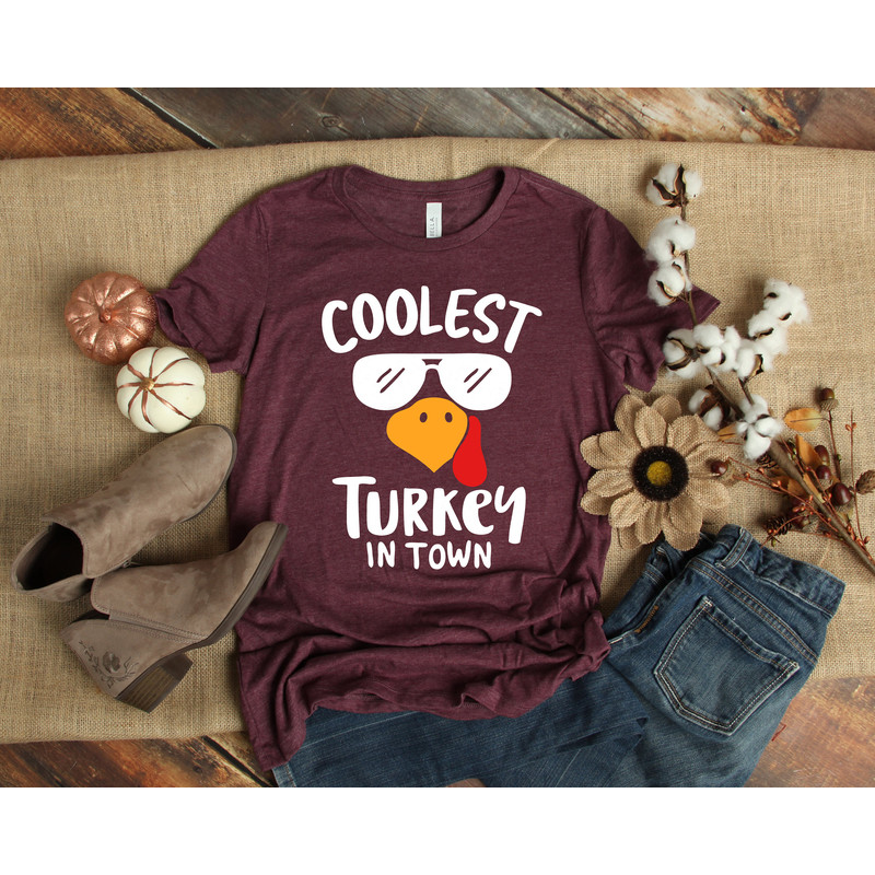 Coolest Turkey in Town Shirt,Boys Thanksgiving,Funny Kids Thanksgiving Shirt, Thankful Shirt,Fall Shirt, Hello Pumpkin,Family Matching Shirt - 1.jpg
