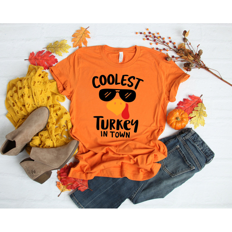 Coolest Turkey in Town Shirt,Boys Thanksgiving,Funny Kids Thanksgiving Shirt, Thankful Shirt,Fall Shirt, Hello Pumpkin,Family Matching Shirt - 2.jpg