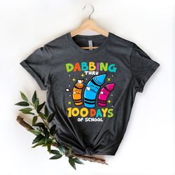 dabbing thru 100 days of school shirt,100 days brighter shirt,teacher shirt,100th day of school,back to school shirt,tea