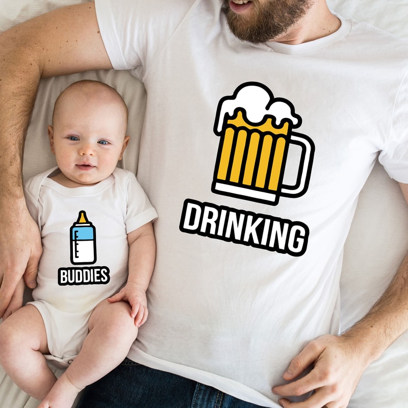 Daddy and me Shirt, Drinking Buddies Milk and Beer, Family Matching Shirts, Father and Son, Father and Daughter, New Dad Gift, Dad and Son - 3.jpg
