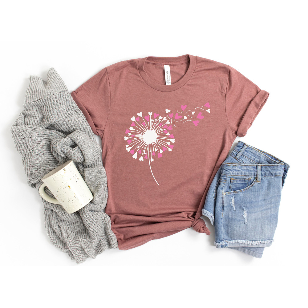 Dandelion Shirts, Valentine's Shirt, Lovers Shirt, Valentine's Day Shirt, Valentine Flower Shirt, Gift for Valentines, Couple Shirts - 1.jpg