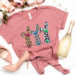 easter bunnies shirt,easter shirt for woman,spring easter bunny leopard print shirt,easter family tee,easter day,easter