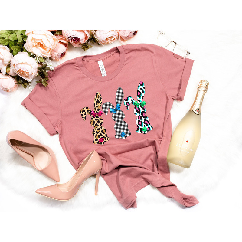 Easter Bunnies Shirt,Easter Shirt For Woman,Spring Easter Bunny Leopard Print Shirt,Easter Family Tee,Easter Day,Easter Matching Shirt - 1.jpg