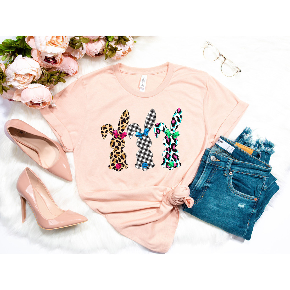 Easter Bunnies Shirt,Easter Shirt For Woman,Spring Easter Bunny Leopard Print Shirt,Easter Family Tee,Easter Day,Easter Matching Shirt - 2.jpg