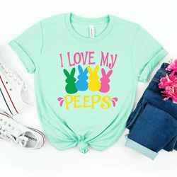 easter bunny shirt, i love my peeps shirt, easter day gift, easter family matching shirt, easter shirt for woman,teacher
