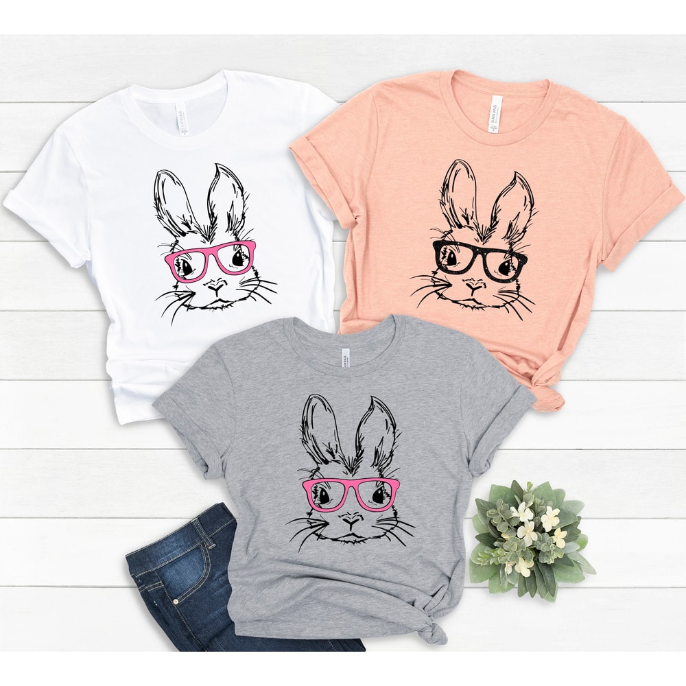 Easter Bunny With Glasses Shirt,Bunny With Glasses Shirt,Kids Easter Shirt,Cute Easter Shirt,Easter Day Shirt for Woman, Easter Bunny Shirt - 3.jpg