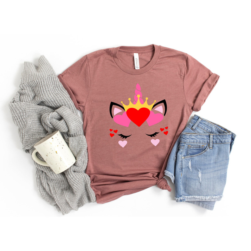 Girl Valentines Day Shirt,Valentines Day Unicorn with Tiara shirt,Cute Valentine Shirt,Cute Valentine Tee,Valentines Day Gift,Baby Girl Tee - 1.jpg