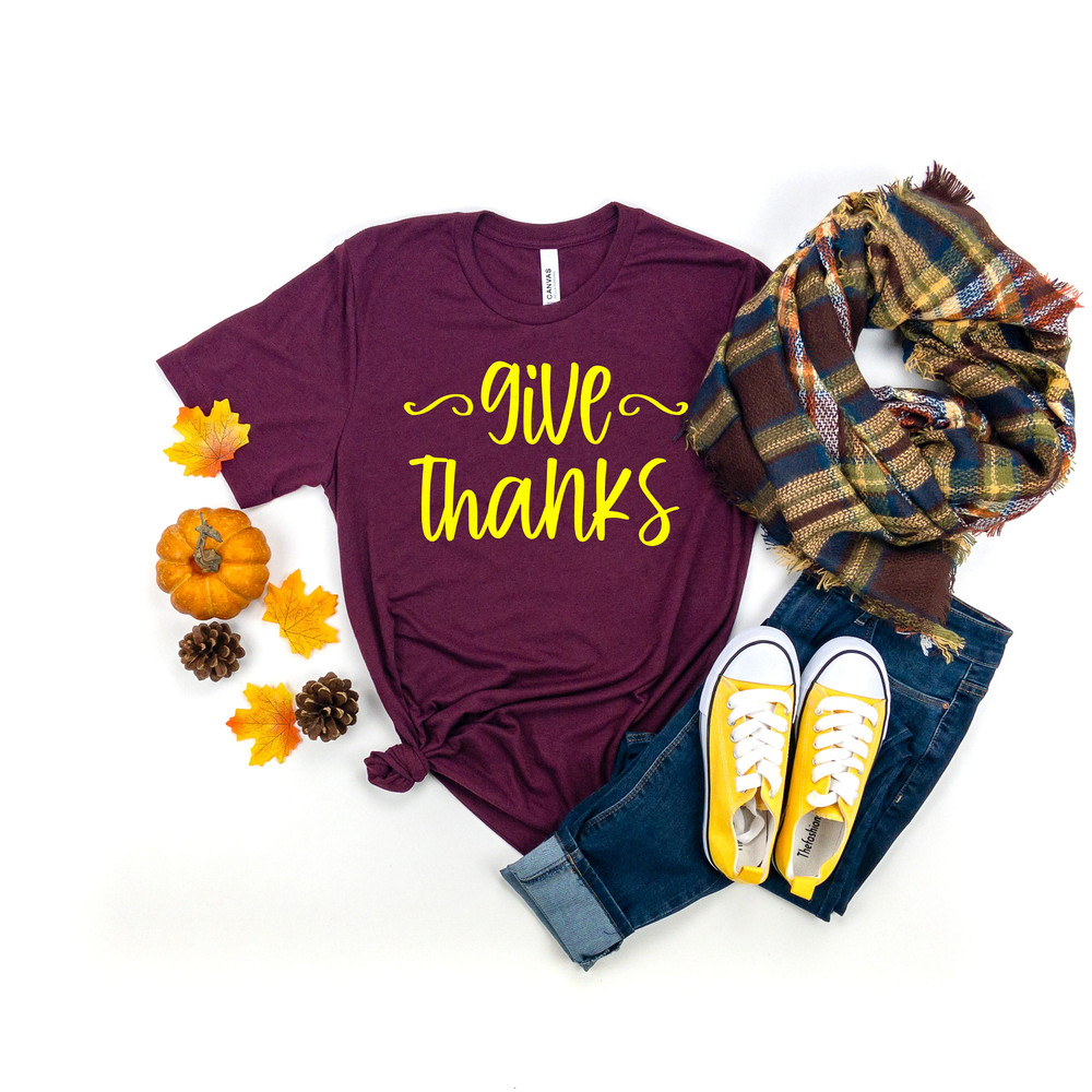 Give Thanks Shirt,Thankful Fall, Pumpkin Day,Thankful Family Shirts,Thanksgiving Shirts,Family Matching Shirts,Family Dinner - 2.jpg