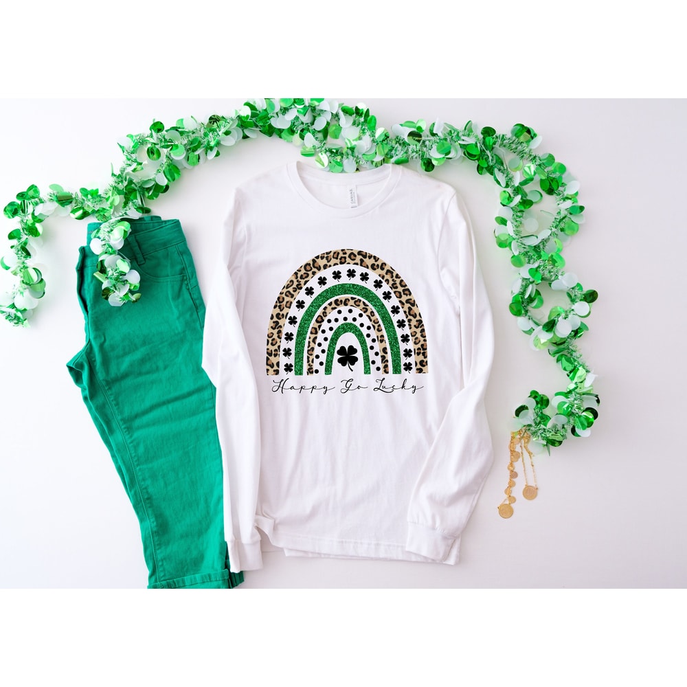 Happy Go Lucky Shirt, Rainbow Shirt, Women St Pattys Shirt, Lucky T-Shirt, Woman St Patricks Day Shirt, St Patrick's Day Tee - 2.jpg