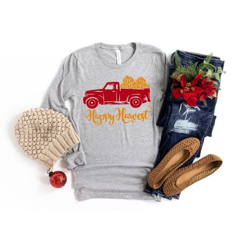 Happy Harvest Shirt, Thankful Fall, Fall Family Shirts, Harvest Season,Thanksgiving Shirts, Family Matching Shirts, Cute Tshirt, Pumpkin Tee - 2.jpg