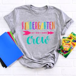 hello kindergarten crew shirts,teach love inspire,back to school shirt,first grade teacher tee,teacher appreciation tee,