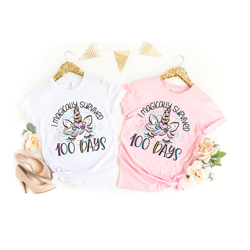 I Magically Survived 100 Days shirt,100 Days Brighter Shirt,Teacher Shirt,100th Day Of School,Back To School Shirt,Unicorn 100 days Shirt - 1.jpg