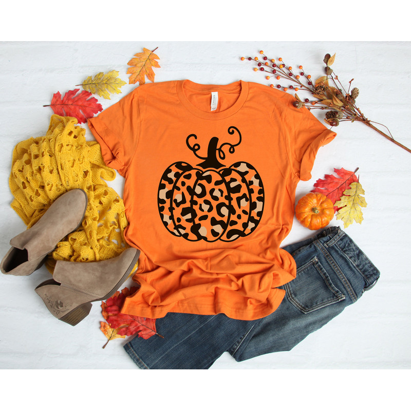 Leopard Pumpkin Shirt, Cheetah Pumpkin Shirt,Thanksgiving Shirt, Thankful Shirt,Fall Shirt, Hello Pumpkin,Family Matching Shirt - 2.jpg