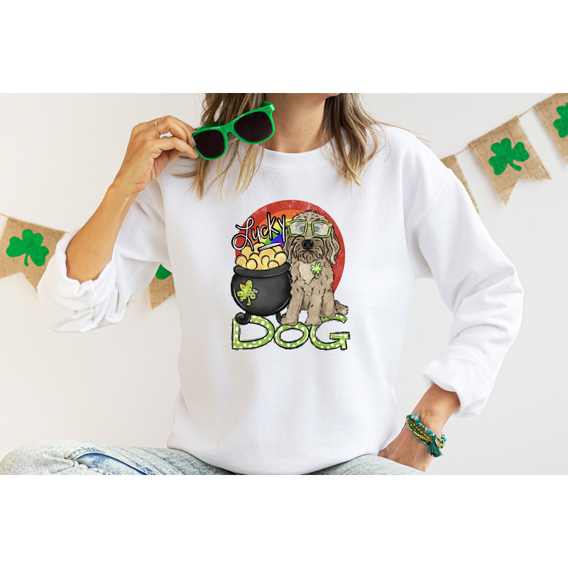 Lucky Dog Sweatshirt,Womens st pattys shirt, st patricks day shirt, womens st paddys, cute st pattys shirt, st pattys women - 2.jpg