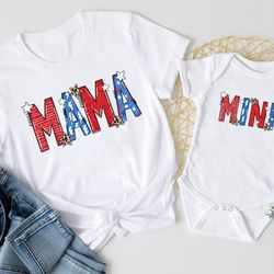 mama and mini american flag shirt, 4th of july shirt, mama mini patriotic couple shirt, patriotic tee, independence day