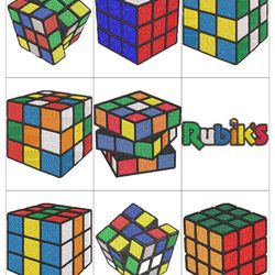 Collection RUBIKS CUBE Embroidery Machine Designs PES JEF HUS DST EXP VIP XXX