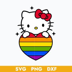 pride heart hello kitty svg, hello kitty svg, cartoon svg, png dxf digital file