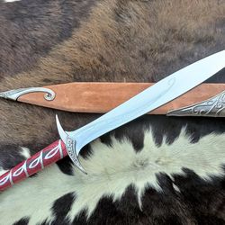short steel sword with scabbard, lotr sword, battle ready sting sword, fantasy costume steel sword, renaissance costume