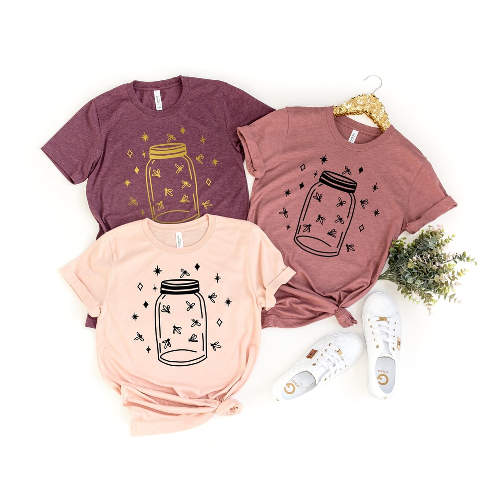 Mason jar Shirt, Fireflies Shirt, Mason jar fireflies Shirts for Women, Summer Shirt, Summer nights shirt, Vacation Tees,Wild - 1.jpg