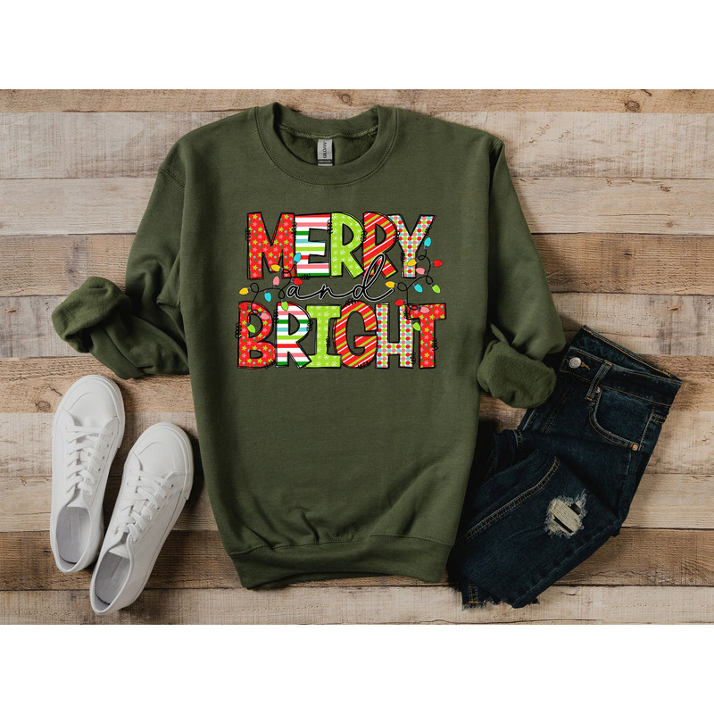 Merry and Bright Sweatshirt,Christmas Lights Shirt,Christmas Gift,Holiday Gift,Holiday Lights Sweatshirt,Christmas Family Matching Shirt - 1.jpg