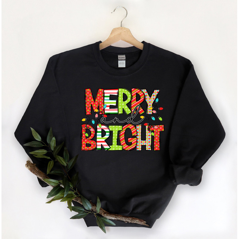 Merry and Bright Sweatshirt,Christmas Lights Shirt,Christmas Gift,Holiday Gift,Holiday Lights Sweatshirt,Christmas Family Matching Shirt - 2.jpg