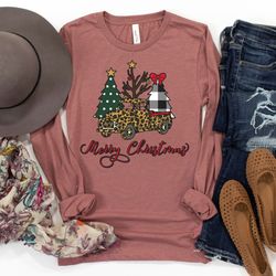 merry christmas truck,leopard truck shirt,christmas tree shirt,merry christmas,christmas matching family shirt,christmas
