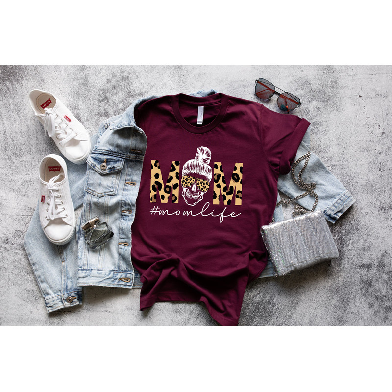 Mom Skull Shirt,Messy Bun SkullShirt,Gift for Mom,Gift for Her, Mothers Day, Mom Life Tshirt, Mom to be Shirt, Mom Life T-shirt Mother Life - 2.jpg
