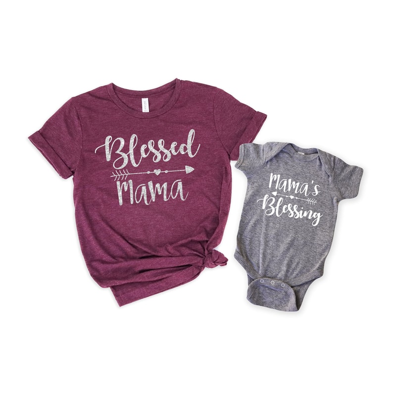 Mommy and Me Shirts Mama's Blessing Blessed Mama Shirt Baby Shower Gift Mommy and me matching shirts Mother Son Shirts Mother Daughter - 2.jpg