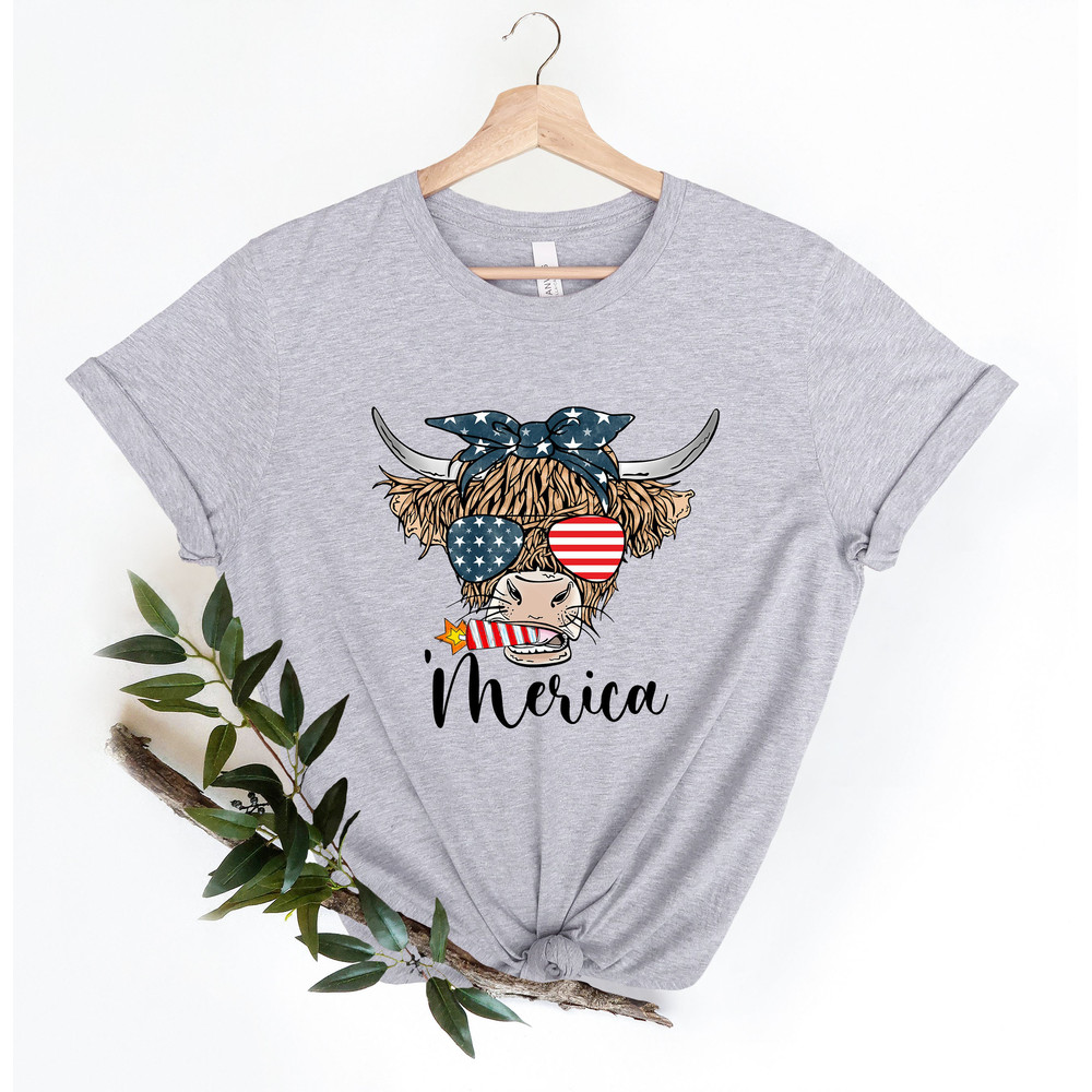 Oh My Stars Cow Shirt, Highland Cow shirt, Highland Cow With 4th July, American Flag Shirt, Fourth Of July Tee, Independence Day - 4.jpg