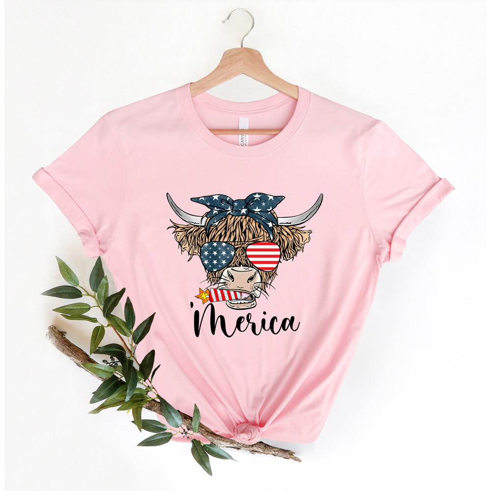Oh My Stars Cow Shirt, Highland Cow shirt, Highland Cow With 4th July, American Flag Shirt, Fourth Of July Tee, Independence Day - 5.jpg
