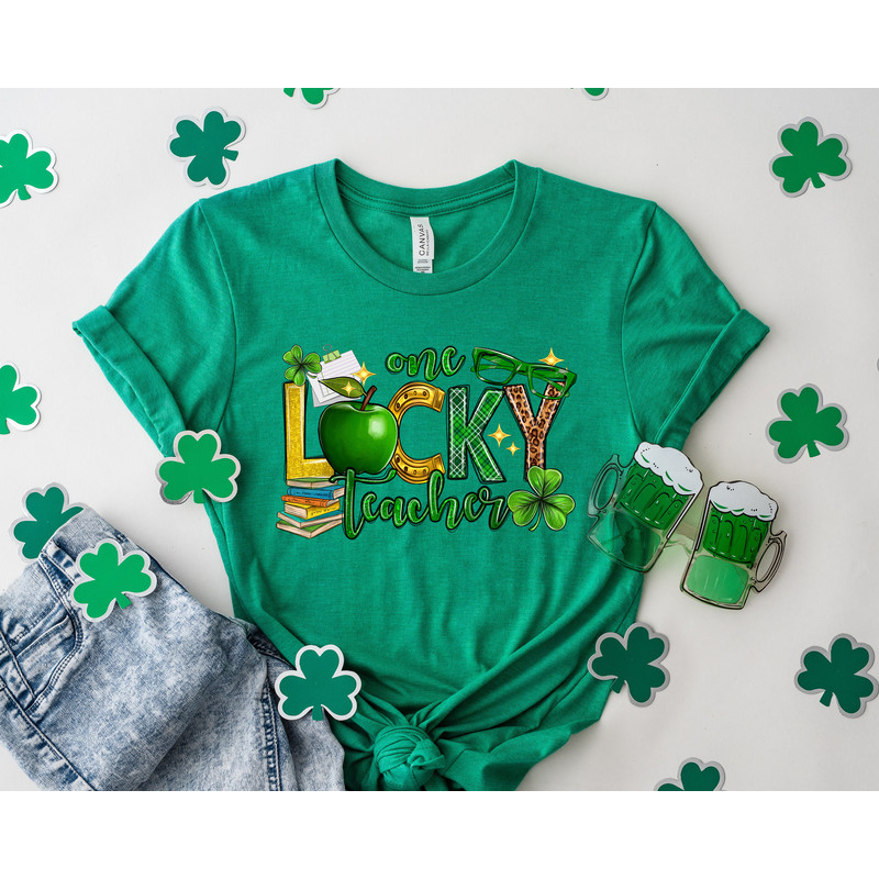 One Lucky Teacher Shirt, StPatrick Day Teacher Shirt, Shamrock T-shirt, Teacher Gift, Blessed Teacher, Lucky Shirt, Lucky Teacher Tee - 2.jpg