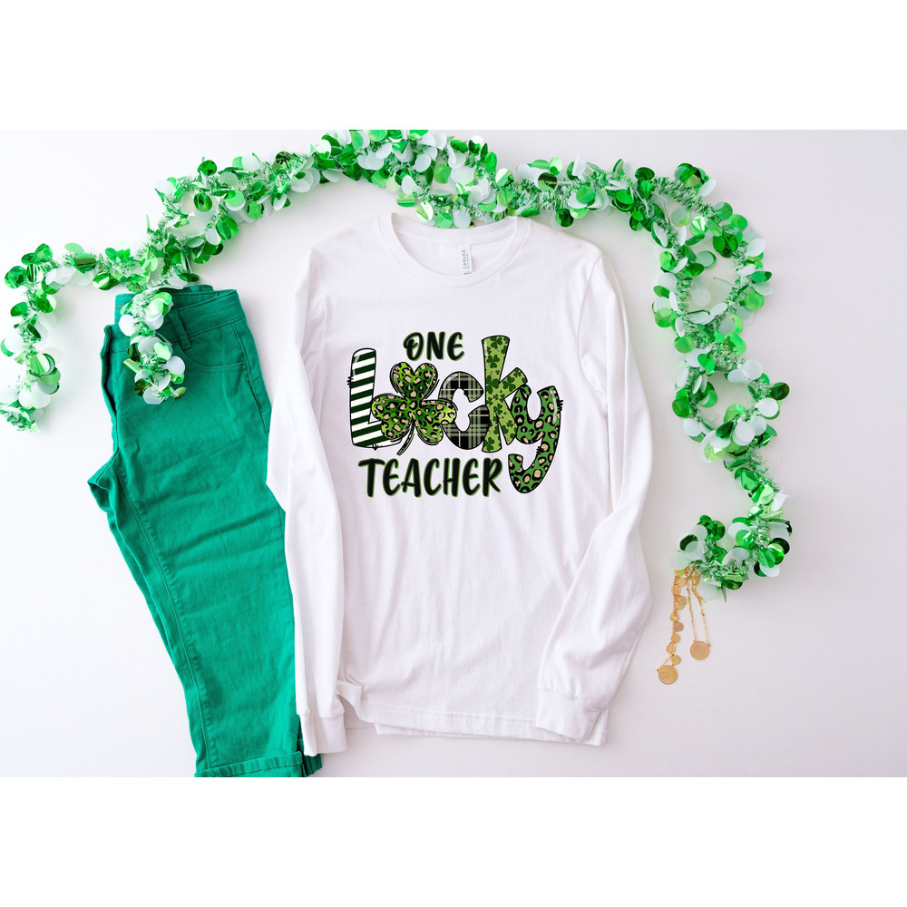 One Lucky Teacher St Pattys Shirt, St Patricks Day Teacher shirt, Irish Teacher shirt, Lucky Green Shamrock Teacher Shirt, Shamrock shirt - 1.jpg