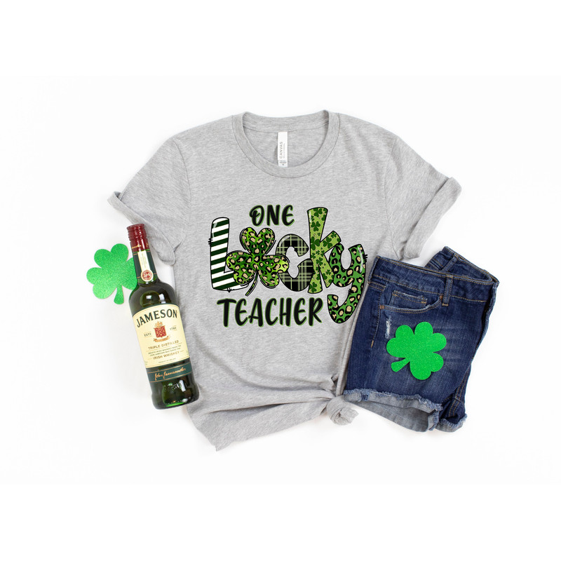 One Lucky Teacher St Pattys Shirt, St Patricks Day Teacher shirt, Irish Teacher shirt, Lucky Green Shamrock Teacher Shirt, Shamrock shirt - 2.jpg