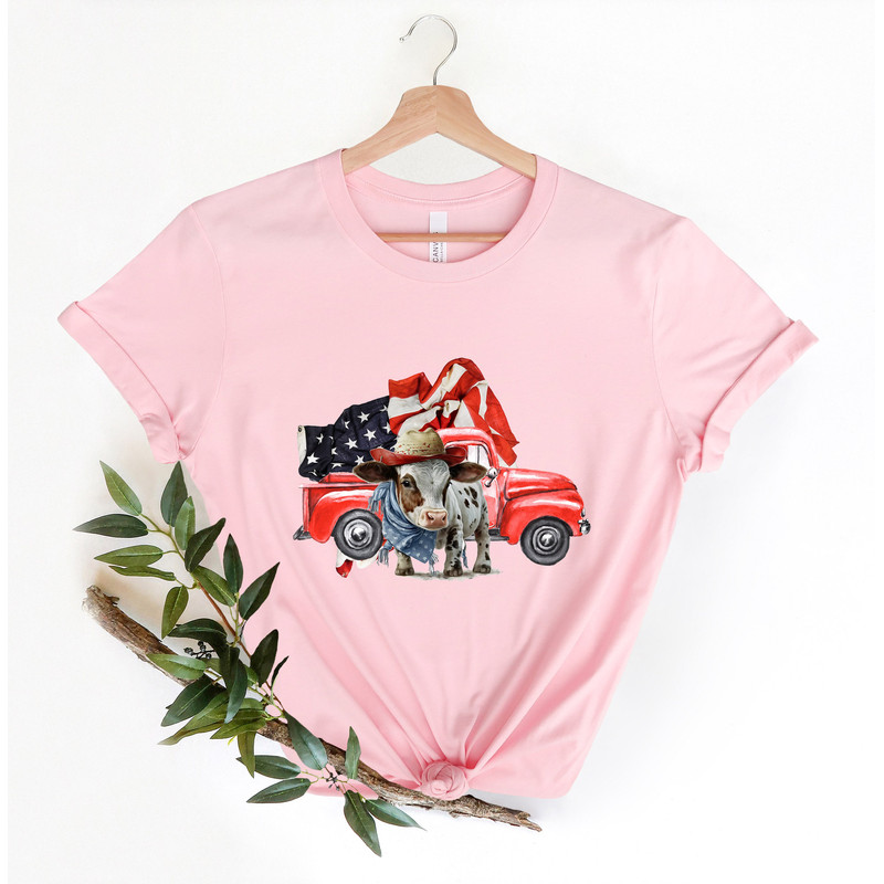 Patriotic Vintage Truck Shirt,Freedom Shirt,Fourth Of July Shirt,Patriotic Tee,Independence Day Shirts,Patriotic Family Shirts,Americana cow - 2.jpg