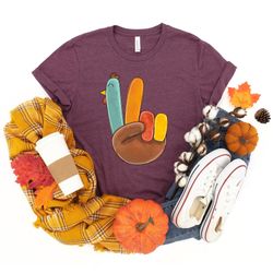 peace sign turkey shirt.thanksgiving family matching shirt,thanksgiving shirt,thankful grateful blessed shirt,thanksgivi